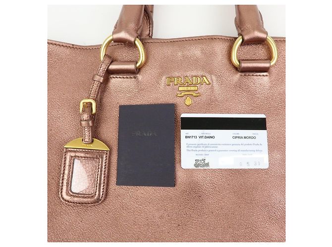 Borsa a mano e spalla 2Way PRADA in pelle Vitello Daino Rosa Metallizzato BN1713 - vista 24