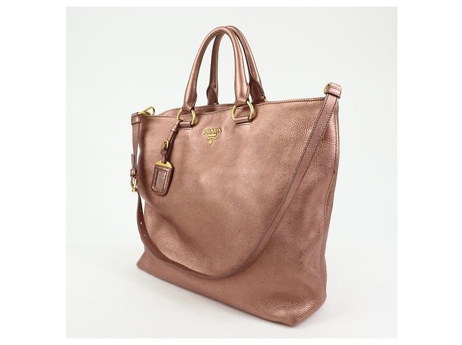 Borsa a mano e spalla 2Way PRADA in pelle Vitello Daino Rosa Metallizzato BN1713 - vista 3