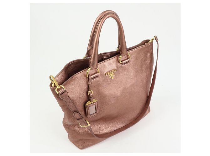 Borsa a mano e spalla 2Way PRADA in pelle Vitello Daino Rosa Metallizzato BN1713 - vista 4