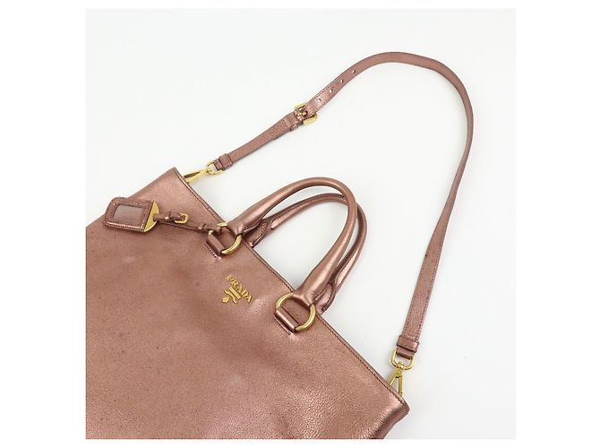 Borsa a mano e spalla 2Way PRADA in pelle Vitello Daino Rosa Metallizzato BN1713 - vista 6