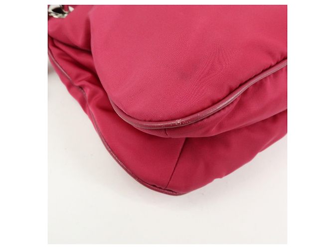 Borsa a spalla e borsa a mano PRADA Logo in nylon e pelle Rosa - vista 10