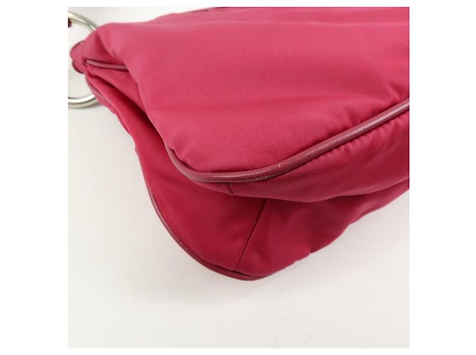 Borsa a spalla e borsa a mano PRADA Logo in nylon e pelle Rosa - vista 12