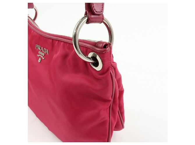 Borsa a spalla e borsa a mano PRADA Logo in nylon e pelle Rosa - vista 14
