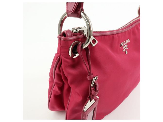 Borsa a spalla e borsa a mano PRADA Logo in nylon e pelle Rosa - vista 15