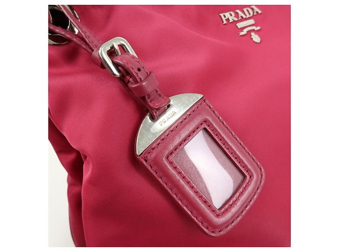 Borsa a spalla e borsa a mano PRADA Logo in nylon e pelle Rosa - vista 16