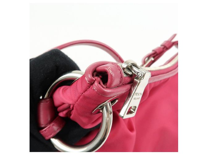 Borsa a spalla e borsa a mano PRADA Logo in nylon e pelle Rosa - vista 18