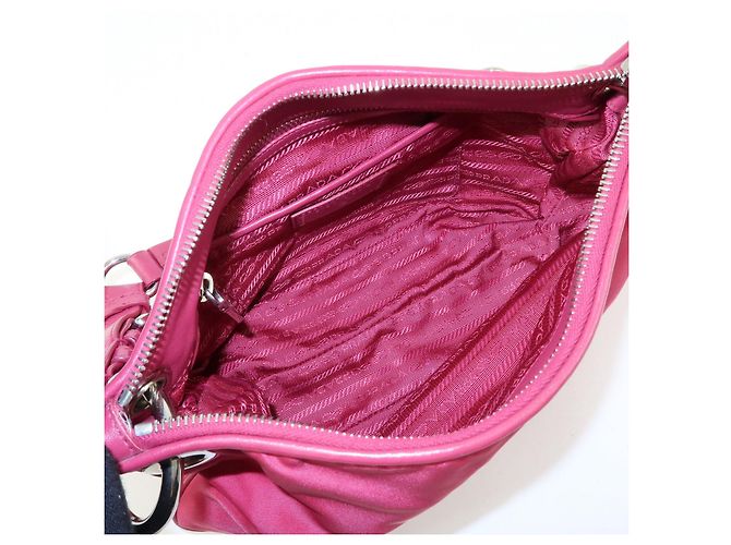 Borsa a spalla e borsa a mano PRADA Logo in nylon e pelle Rosa - vista 21