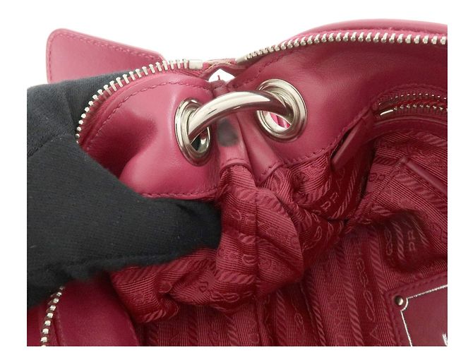 Borsa a spalla e borsa a mano PRADA Logo in nylon e pelle Rosa - vista 23