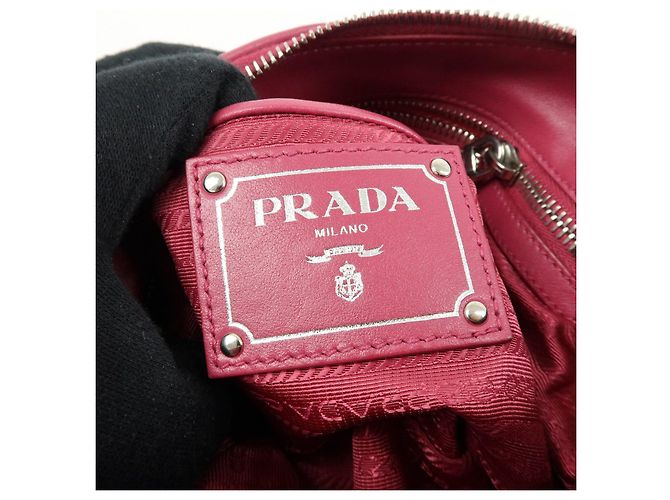 Borsa a spalla e borsa a mano PRADA Logo in nylon e pelle Rosa - vista 24
