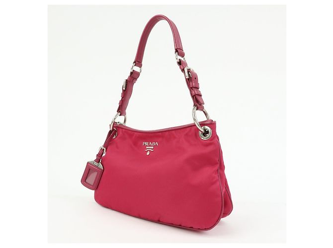 Borsa a spalla e borsa a mano PRADA Logo in nylon e pelle Rosa - vista 3