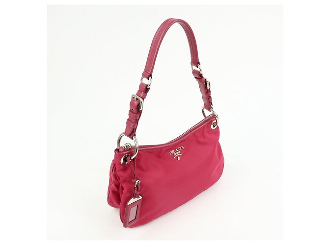 Borsa a spalla e borsa a mano PRADA Logo in nylon e pelle Rosa - vista 4