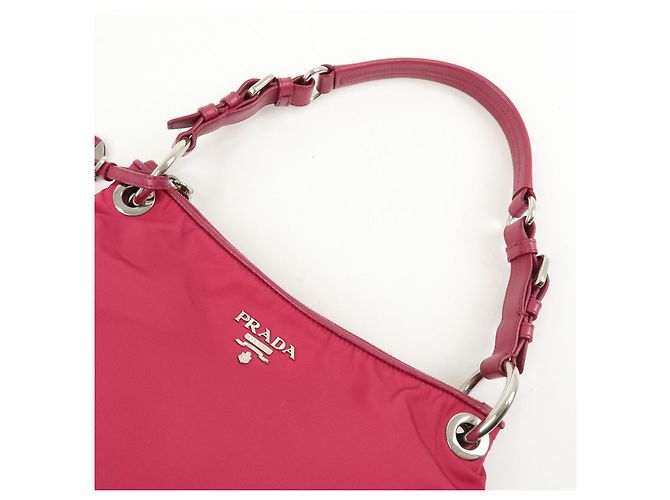 Borsa a spalla e borsa a mano PRADA Logo in nylon e pelle Rosa - vista 6