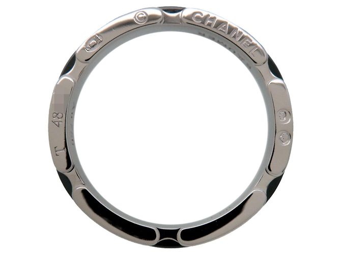 CHANEL Ultra Small Ring K18 750WG Schwarze Keramik #60 US9 J3092 - Ansicht 4