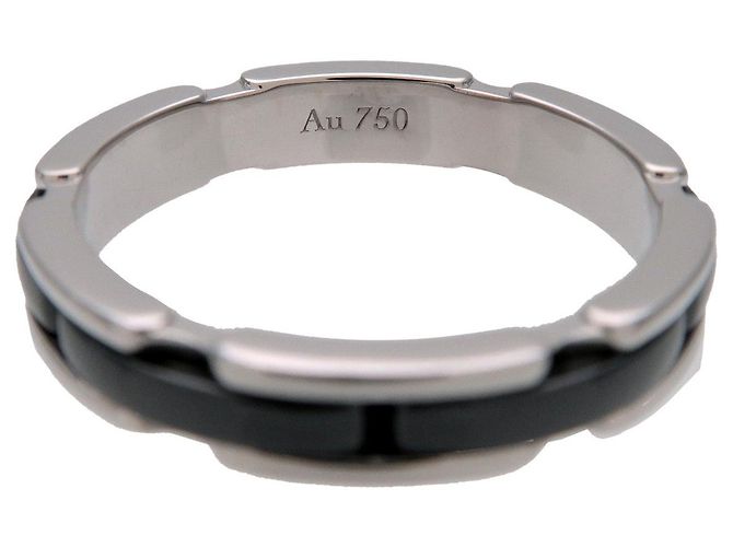 CHANEL Ultra Small Ring K18 750WG Schwarze Keramik #60 US9 J3092 - Ansicht 6