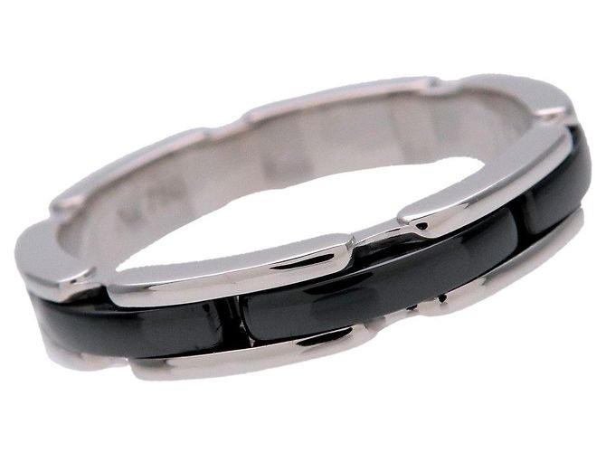 CHANEL Ultra Small Ring K18 750WG Schwarze Keramik #60 US9 J3092 - Ansicht 7