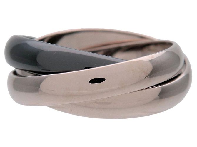 Anello Cartier Trinity MM 750WG BlackCeramic White Gold Black #50 US5.5 - vista 2