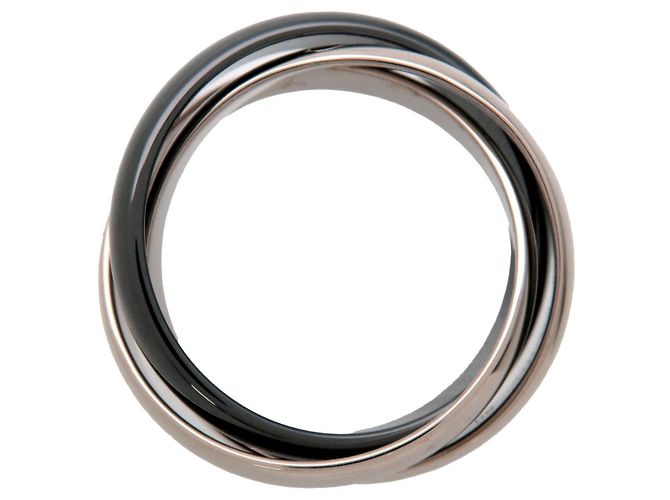 Anello Cartier Trinity MM 750WG BlackCeramic White Gold Black #50 US5.5 - vista 3
