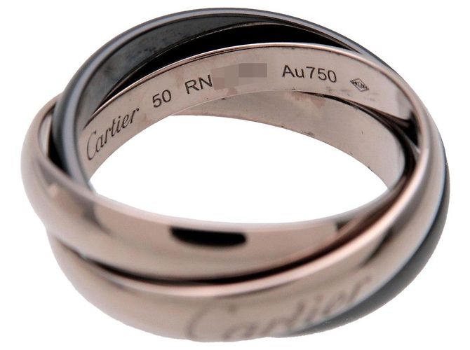 Anello Cartier Trinity MM 750WG BlackCeramic White Gold Black #50 US5.5 - vista 4