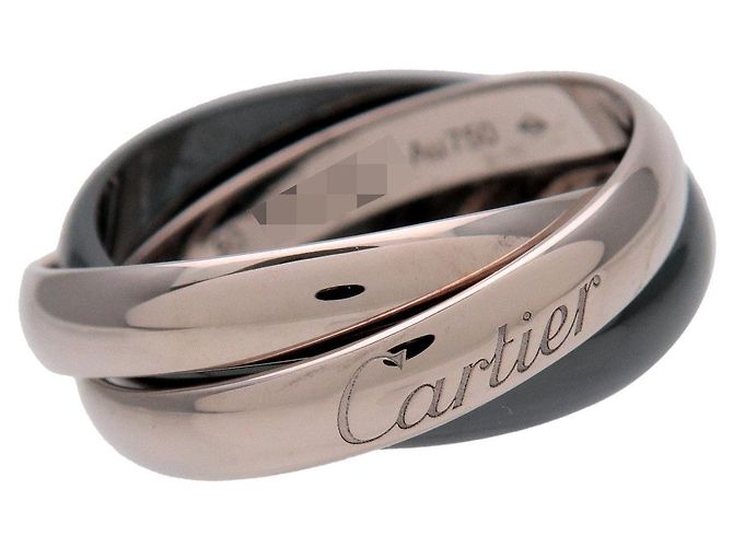 Anello Cartier Trinity MM 750WG BlackCeramic White Gold Black #50 US5.5 - vista 5