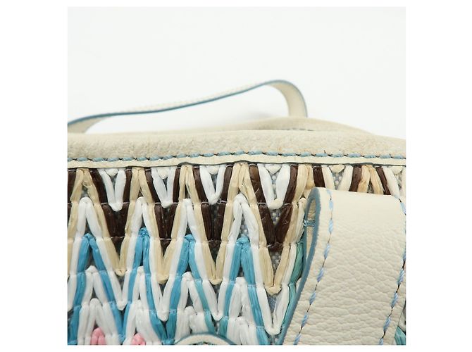 Céline Borsa a mano CELINE Macadam Canvas Leather Raffia Light Blue White - vista 19