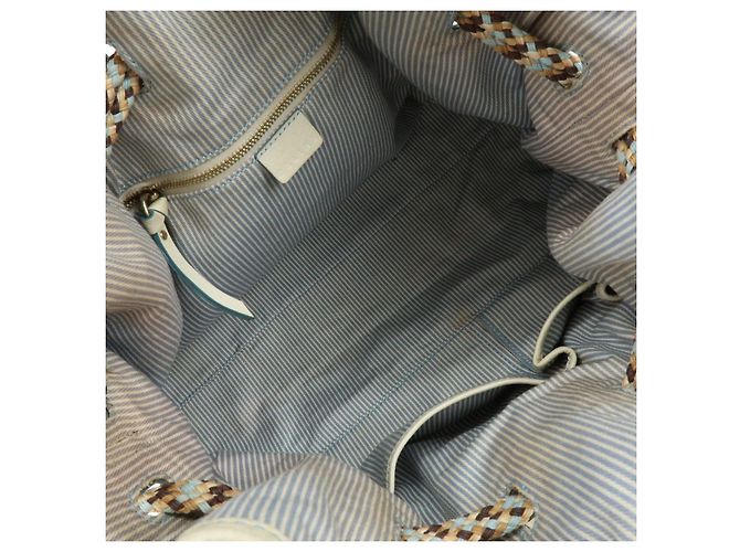 Céline Borsa a mano CELINE Macadam Canvas Leather Raffia Light Blue White - vista 20