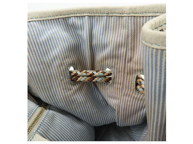 Céline Borsa a mano CELINE Macadam Canvas Leather Raffia Light Blue White - vista 21