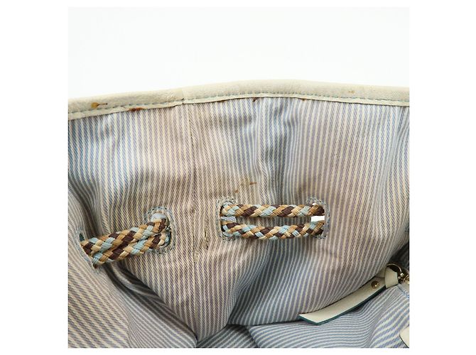 Céline Borsa a mano CELINE Macadam Canvas Leather Raffia Light Blue White - vista 22
