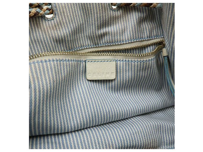Céline Borsa a mano CELINE Macadam Canvas Leather Raffia Light Blue White - vista 24