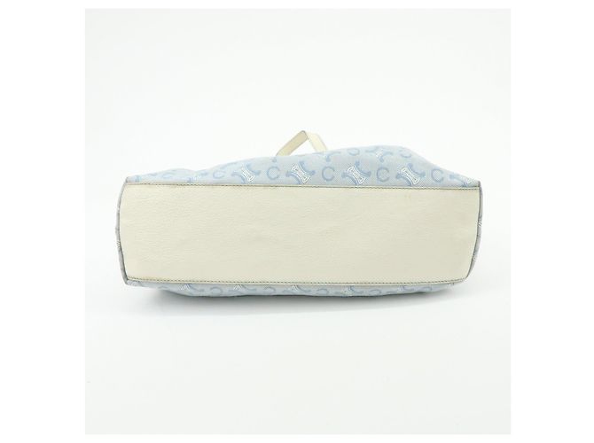 Céline Borsa a mano CELINE Macadam Canvas Leather Raffia Light Blue White - vista 5