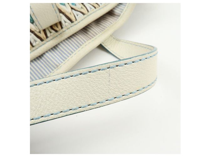 Céline Borsa a mano CELINE Macadam Canvas Leather Raffia Light Blue White - vista 8