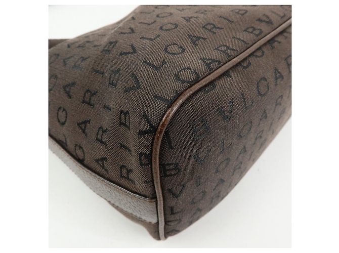 Bulgari Borsa a tracolla e borsa a mano BVLGARI Logomania Canvas Leather Brown - vista 11