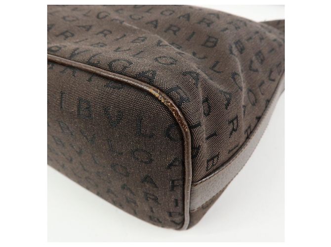 Bulgari Borsa a tracolla e borsa a mano BVLGARI Logomania Canvas Leather Brown - vista 12