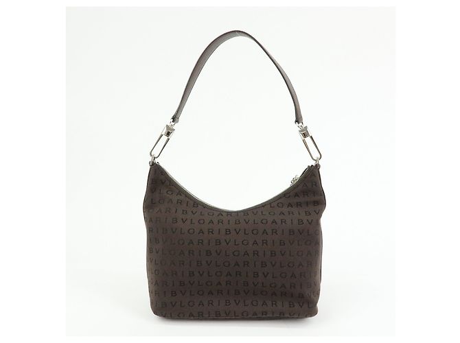 Bulgari Borsa a tracolla e borsa a mano BVLGARI Logomania Canvas Leather Brown - vista 2