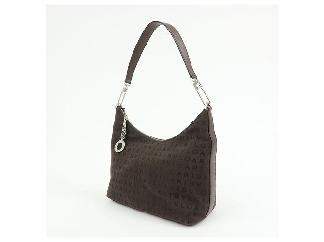 Bulgari Borsa a tracolla e borsa a mano BVLGARI Logomania Canvas Leather Brown - vista 3