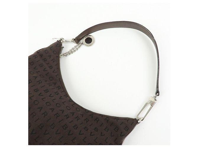 Bulgari Borsa a tracolla e borsa a mano BVLGARI Logomania Canvas Leather Brown - vista 6