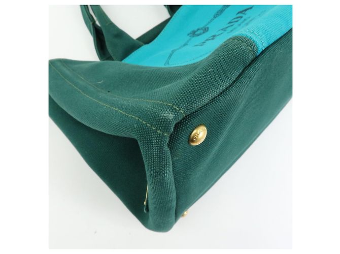 Borsa Tote 2Way PRADA Logo Canapa Triangle Logo Green Blue BN2642 - vista 12
