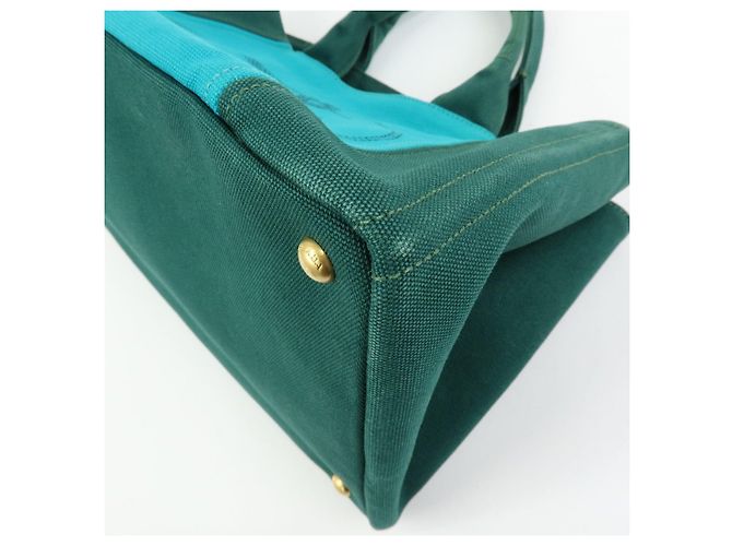 Borsa Tote 2Way PRADA Logo Canapa Triangle Logo Green Blue BN2642 - vista 13