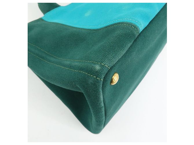 Borsa Tote 2Way PRADA Logo Canapa Triangle Logo Green Blue BN2642 - vista 14