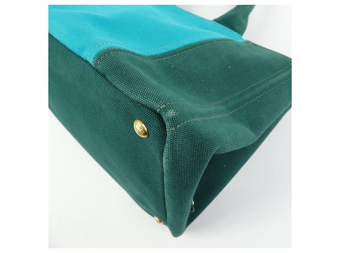 Borsa Tote 2Way PRADA Logo Canapa Triangle Logo Green Blue BN2642 - vista 15