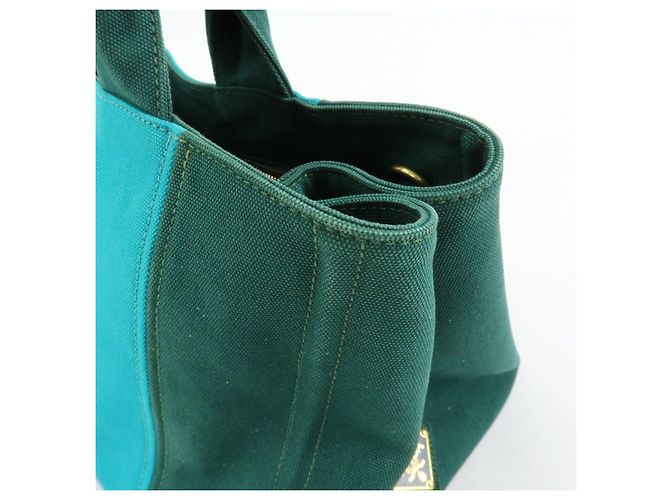 Borsa Tote 2Way PRADA Logo Canapa Triangle Logo Green Blue BN2642 - vista 17