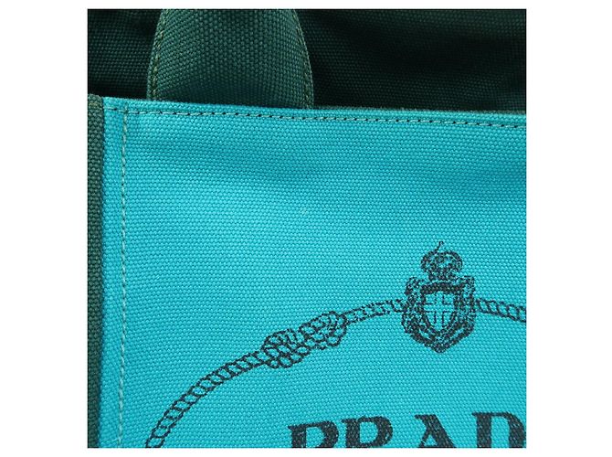 Borsa Tote 2Way PRADA Logo Canapa Triangle Logo Green Blue BN2642 - vista 19
