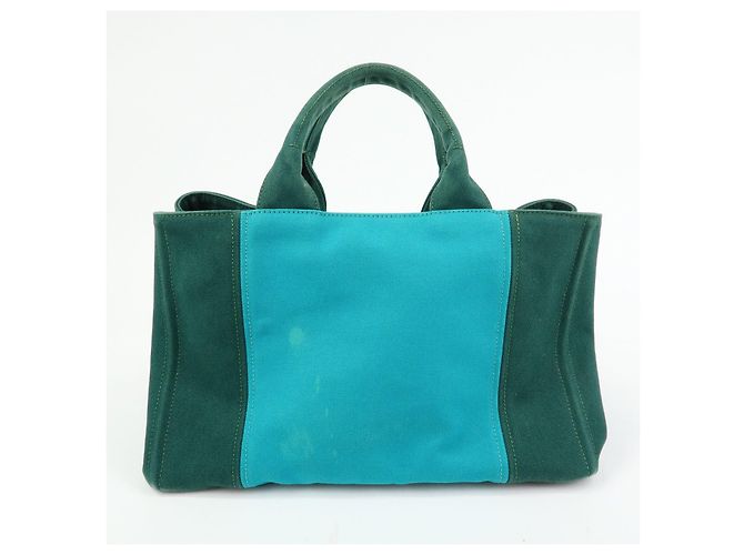 Borsa Tote 2Way PRADA Logo Canapa Triangle Logo Green Blue BN2642 - vista 2