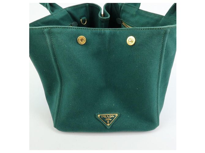 Borsa Tote 2Way PRADA Logo Canapa Triangle Logo Green Blue BN2642 - vista 20