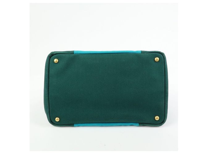 Borsa Tote 2Way PRADA Logo Canapa Triangle Logo Green Blue BN2642 - vista 5