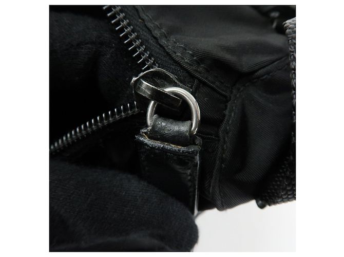 Borsa a tracolla e a spalla PRADA in nylon e pelle con logo triangolare Nero - vista 16
