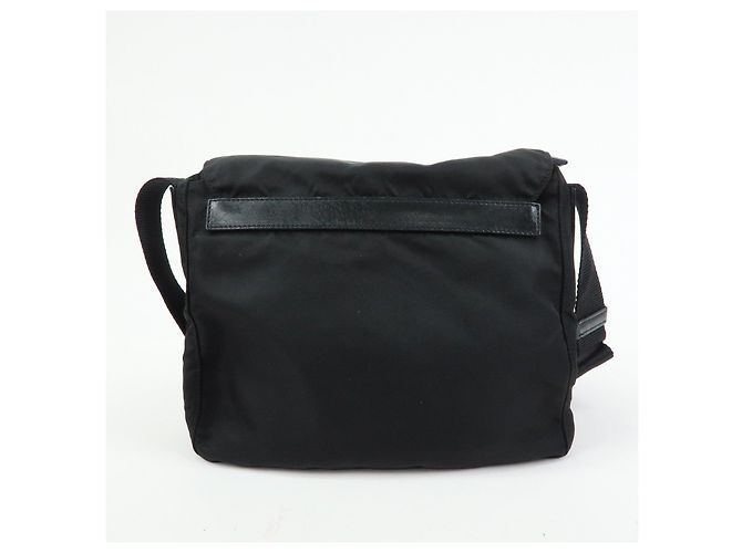 Borsa a tracolla e a spalla PRADA in nylon e pelle con logo triangolare Nero - vista 2