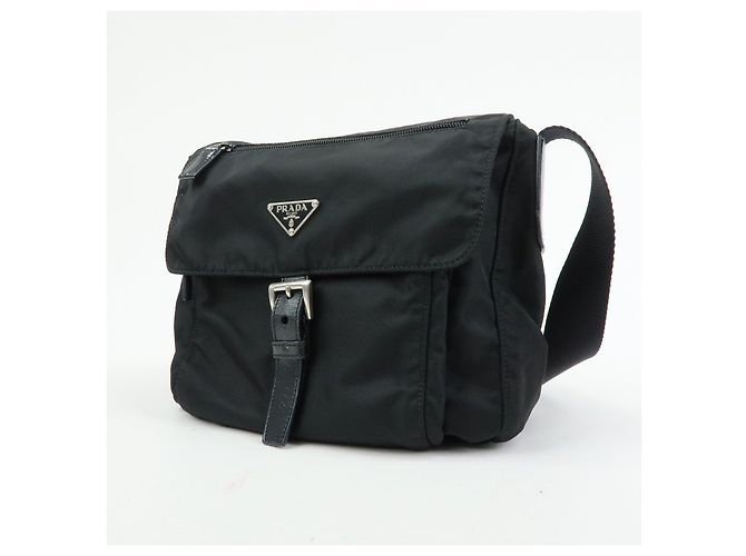 Borsa a tracolla e a spalla PRADA in nylon e pelle con logo triangolare Nero - vista 3
