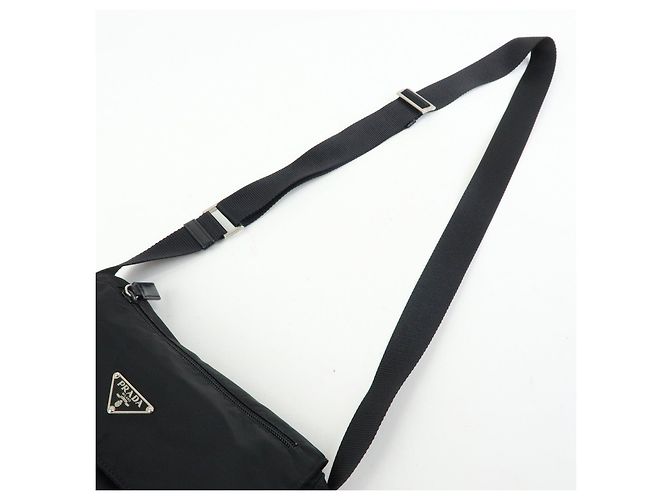 Borsa a tracolla e a spalla PRADA in nylon e pelle con logo triangolare Nero - vista 6