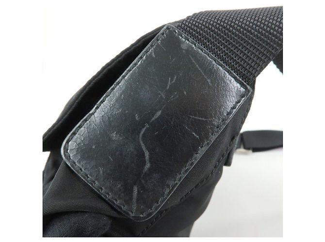 Borsa a tracolla e a spalla PRADA in nylon e pelle con logo triangolare Nero - vista 7