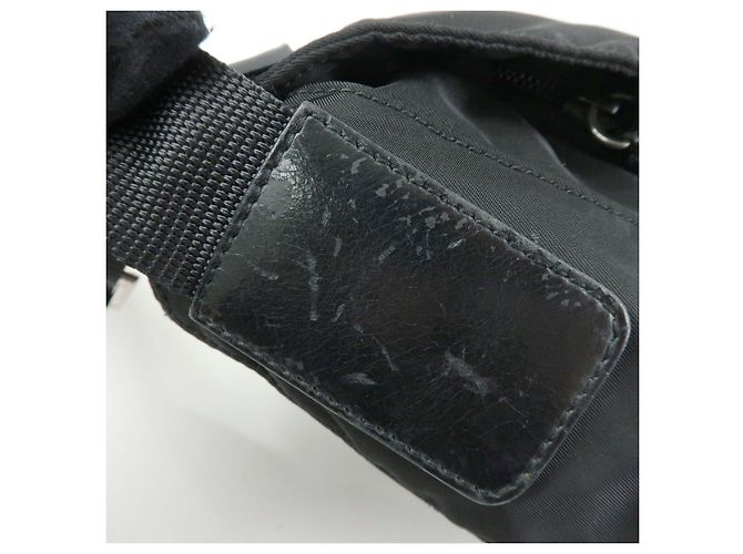 Borsa a tracolla e a spalla PRADA in nylon e pelle con logo triangolare Nero - vista 9